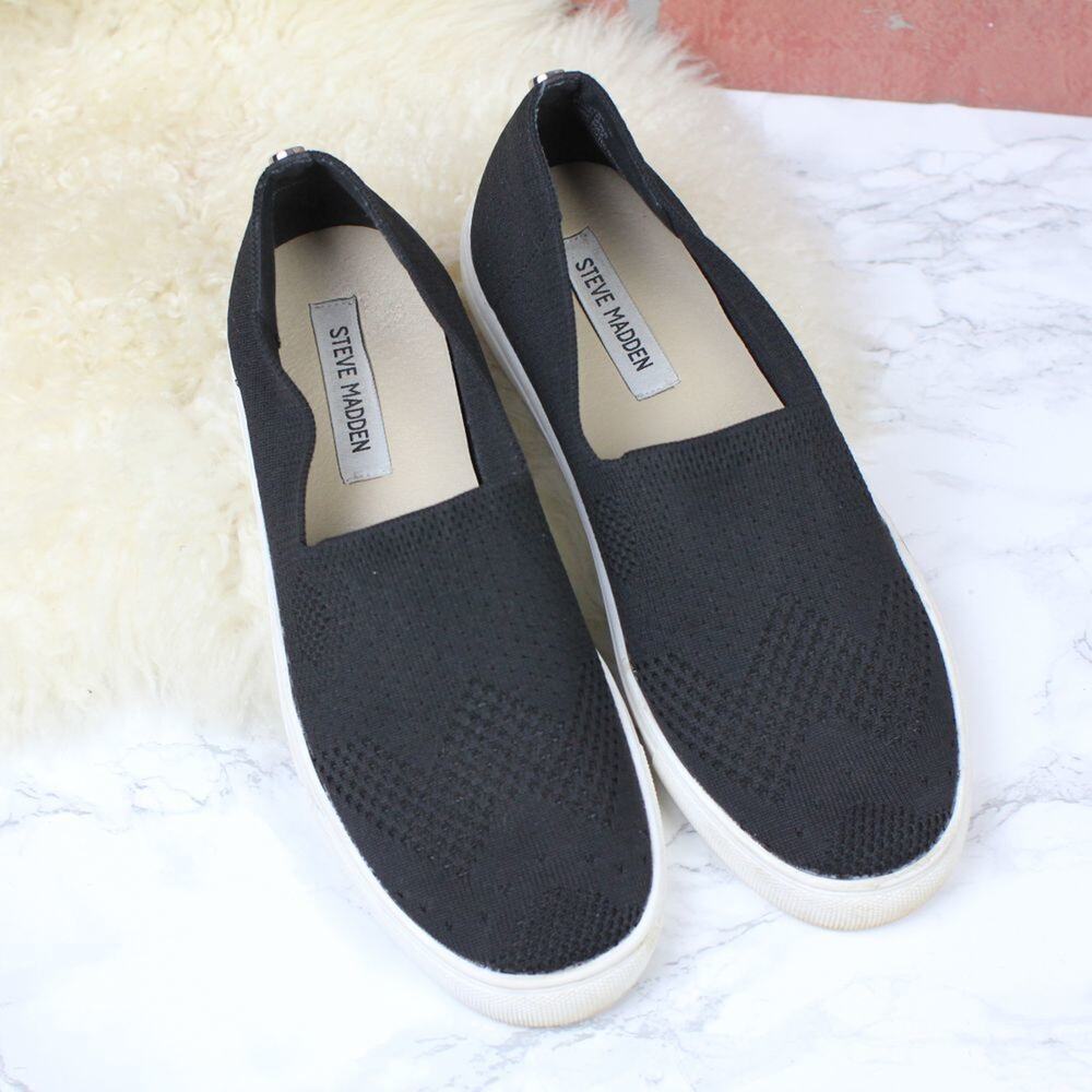 Steve Madden Frankel Black Slip On Casual Shoes Sneakers Size 10 Women's Knit